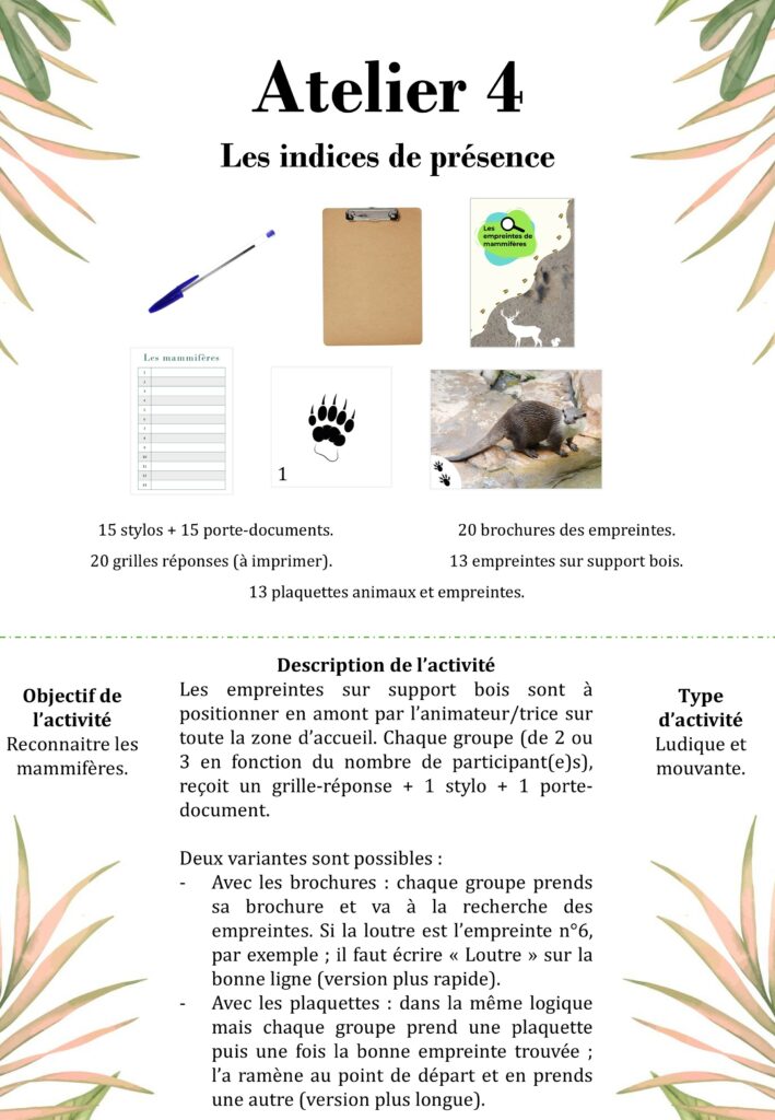 Atelier 4 - les indices de présence